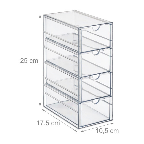 Cosmetics Organizer with 4 Drawers - Clear Plastic Storage 2