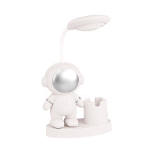 Sacapuntas y lámpara de mesa recargable con diseño de astronauta de dibujos animados – Material escolar portátil, compatible con lápices