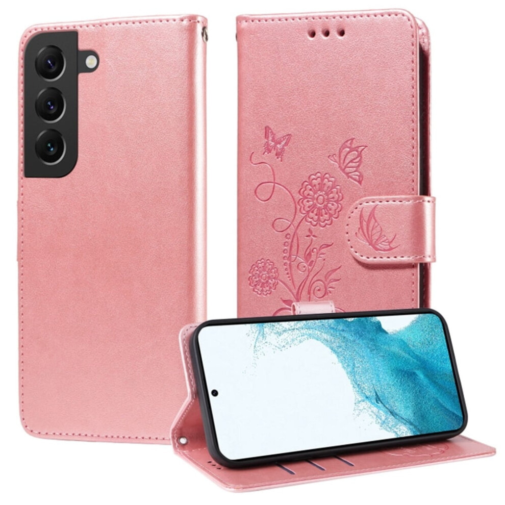 Butterfly Flower Flip Case For Samsung Galaxy S22+ 5G Pink 9418476976919