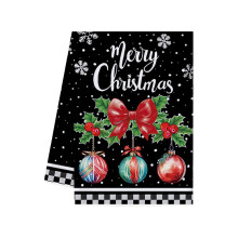 Winter Wonderland Dish Towels,Black Snow Man Forest Kitchen Towels,24x16 Inch Hand Towels for Christmas,Winter Decor