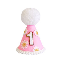 Chapeau de fête pour le 1er anniversaire d'une petite fille, chapeau en feutrine pour les fêtes et les célébrations, accessoire photo unique pour