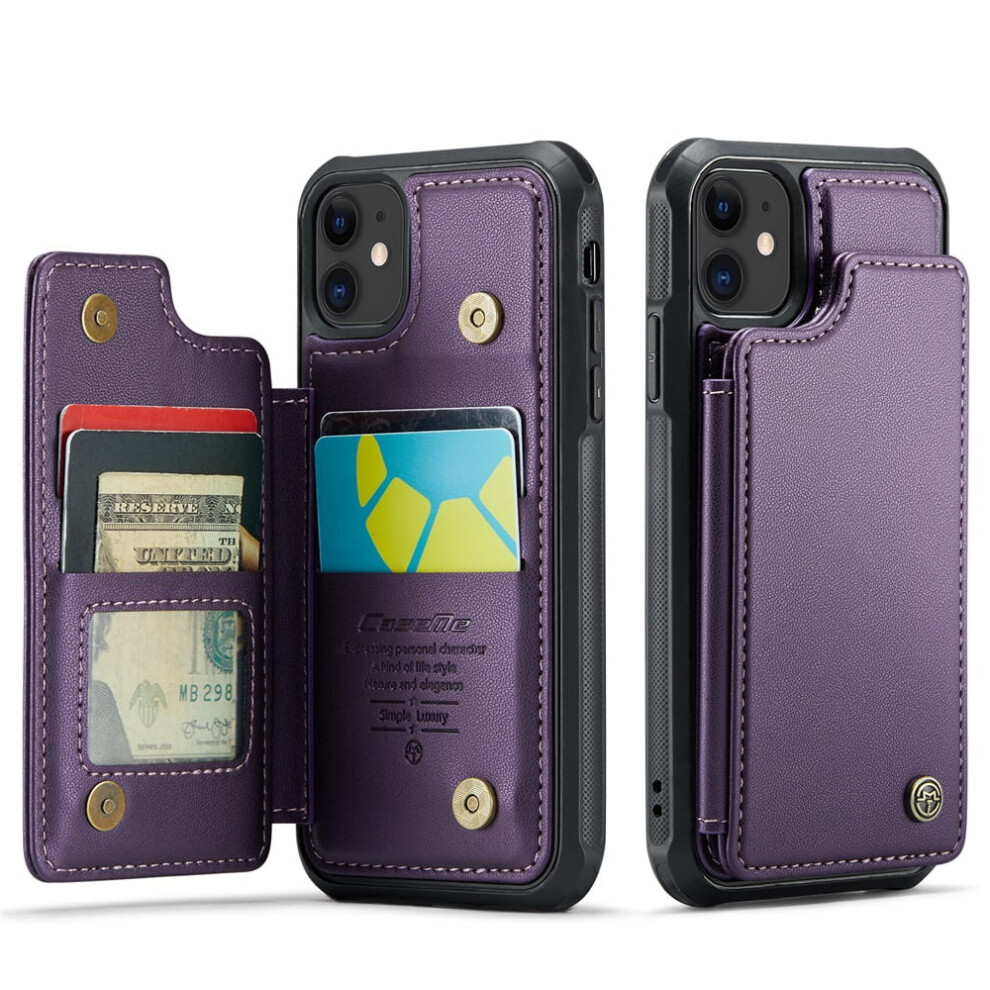 Caseme Leather Wallet Case For Iphone 11 (6.1") Â Rfid Blocking, Magnetic Clasp, Kickstand, Shockproof, Purple 9193271818939