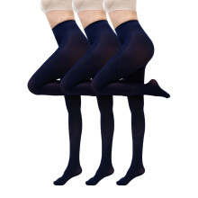 Plus Size Tights for Women, 3PC Candy-Colored Solid Stockings – Navy, Compatible with Christmas Party Outfits
