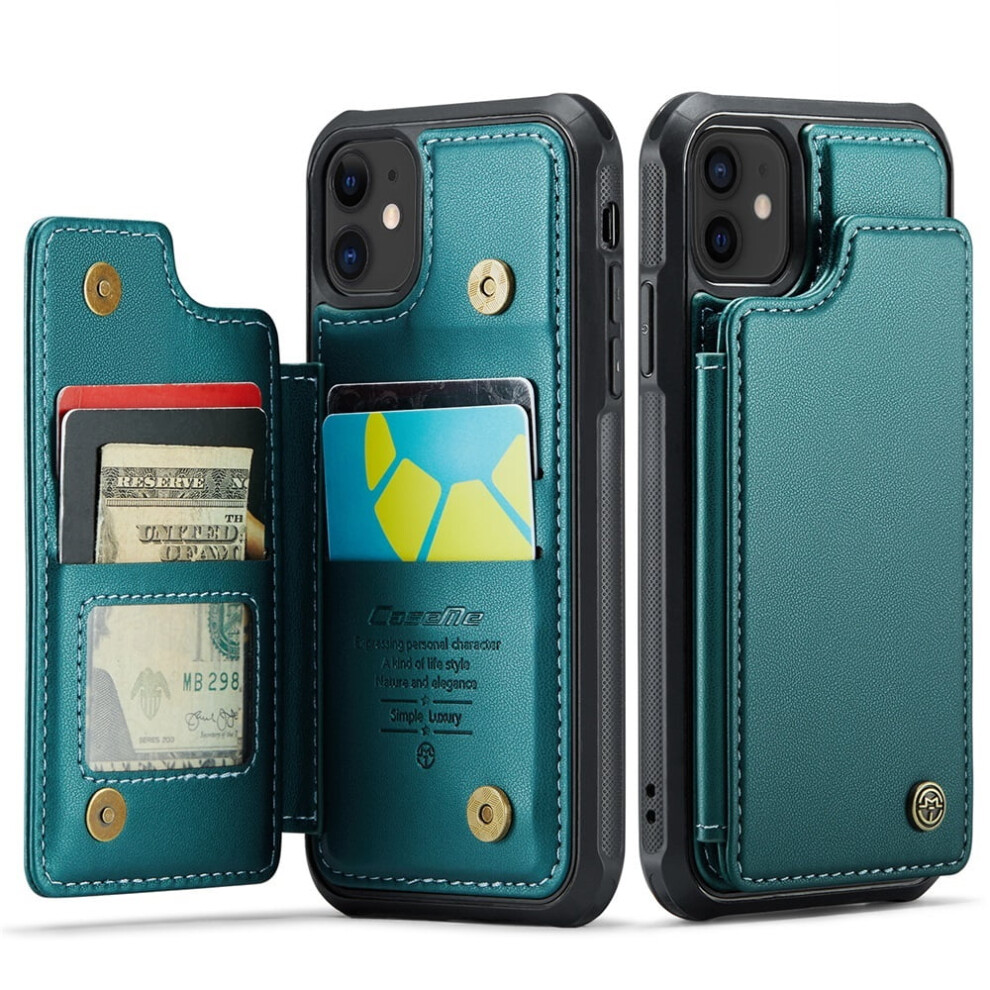 Caseme Leather Wallet Case For Iphone 12 Pro (6.1"), Rfid Blocking, Magnetic Clasp, Kickstand, Shockproof, Green 9193271819950