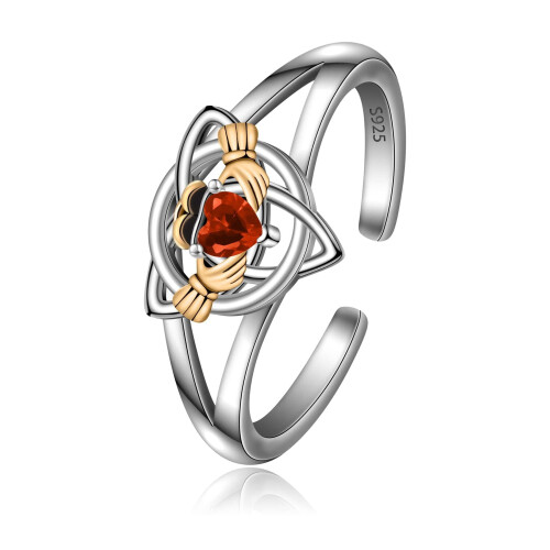 925 Sterling Sølv Claddagh Ring Justerbar Keltisk Knude