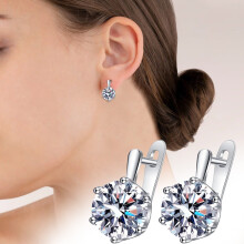 Sterling Silver Hoop Earrings Lightweight Zircon Women's