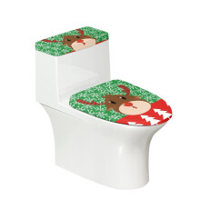 Housse de siège de toilette universelle en polyester à motif d'élan, installation élastique, lavable en machine, pour accessoires de salle de bain