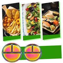 Stainless Steel Partitioned Dinner Plates for Food Separation & Portion Control – Compatible with Cafeterias & Buffet Service