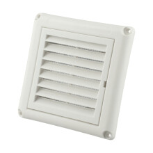 4" White Dryer Vent Cover, Wall-Mount, Louvered Mesh, Weatherproof, Compatible with HVAC/Kitchen/Bath Ventilation, 150x150mm