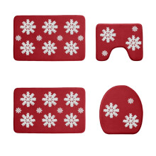 Ensemble de 4 tapis de bain flocons de neige de Noël – Lavable, absorbant, décoration de fêtes, compatible avec les maisons décorées pour les