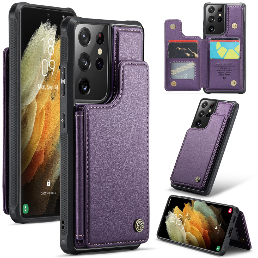 Caseme Leather Case For Compatible With Samsung S21 Ultra – Rfid Wallet, Magnetic Clasp, Kickstand, Shockproof 9418476679735