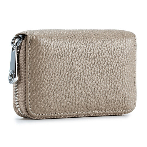 RFID Blocking Leather Credit Card Wallet with 12 Slots Grey