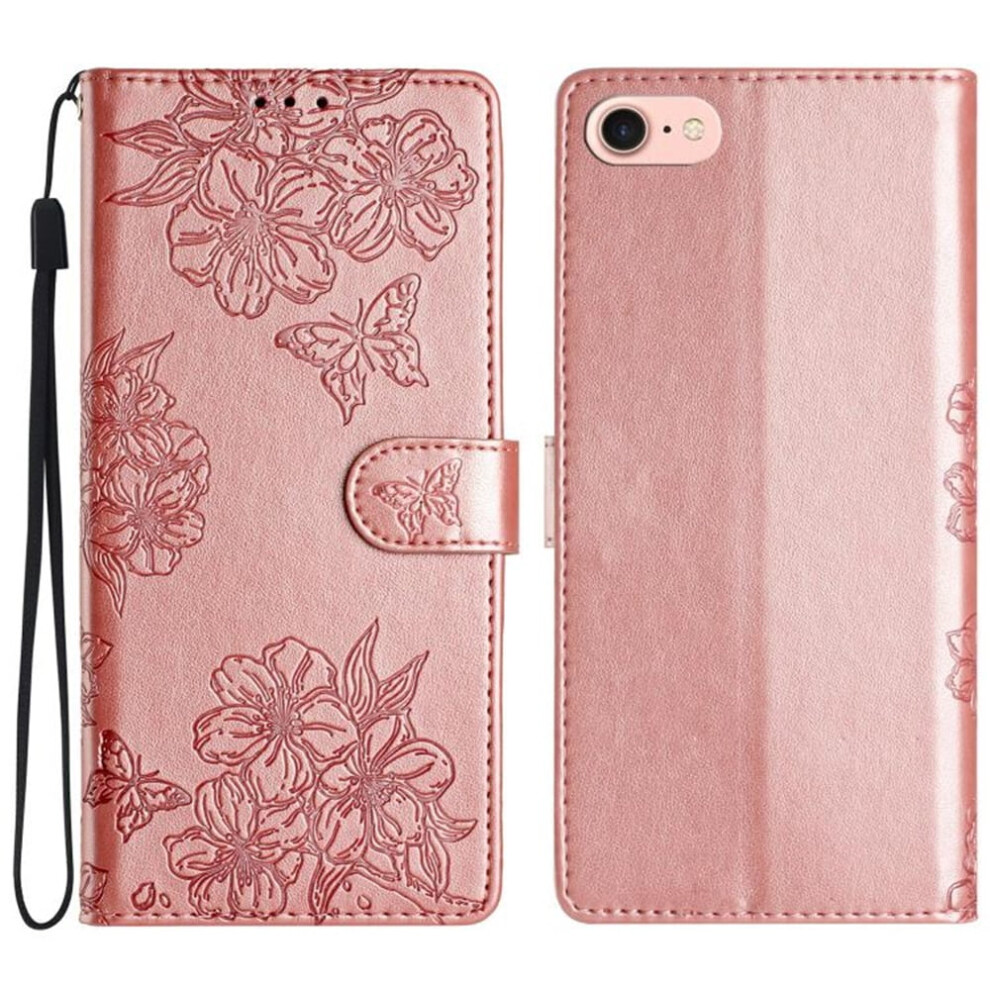 Cherry Blossom Butterfly Leather Flip Wallet Case For Red 9170372641079