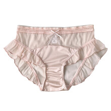 Nahtloser Damen-Slip mit hohem Bund, unsichtbarer Rüsche, dehnbar, weich, aus Eisseide, Bikini-Unterwäsche, Hipster-Stil