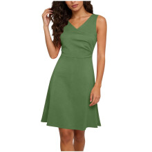 Ärmelloses Wickelkleid mit V-Ausschnitt, Minikleid 2032, ärmelloses Sommer-Strandkleid, Midi-Länge, ausgestelltes Tankkleid, lässiges Strandkleid