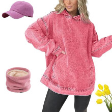 Damska bluza z kapturem jeansowa, luźny krój, swobodny