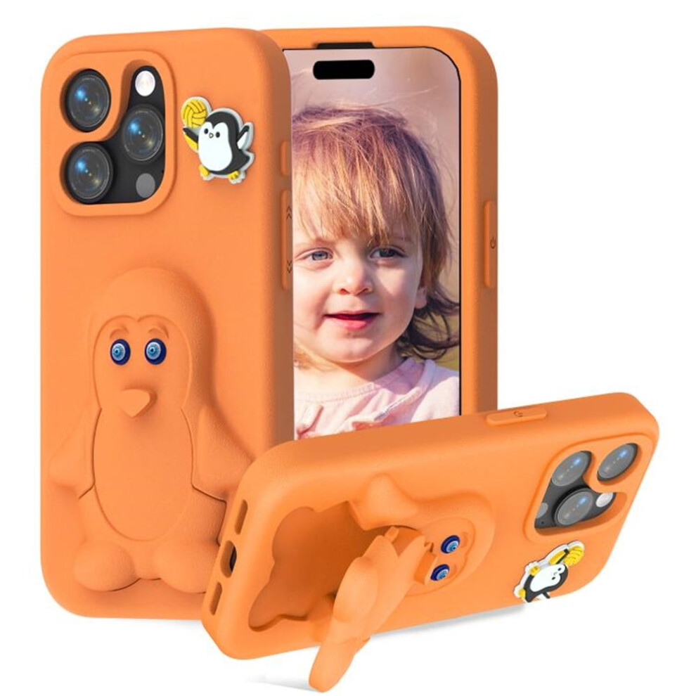 Cartoon Penguin Baby Stand Eva Case For Iphone 16 Pro Orange 9180435676528