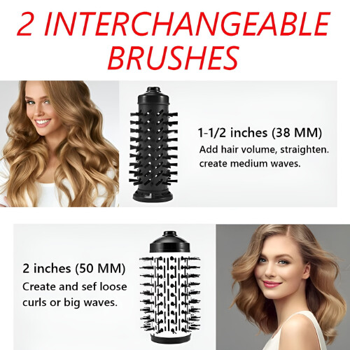 Brosse séchoir à air chaud rotative HIBIBUD 3 en 1 2