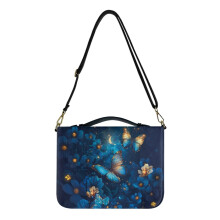 Butterfly Floral Moon Galaxy Bible Cover Case, Leather Portable Carrier with Strap & Zippered Organizer – Compatible with 2XL Bibles