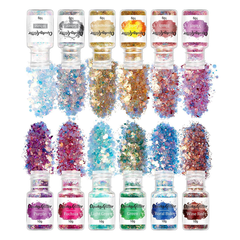 12 Colors Charms Effect Glitter Nail Art Foils Flakes for Beauty Girls Dark Colors