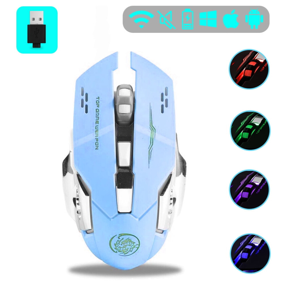 Wireless Gaming Mouse Silent Rechargeable Bluetooth Usb 937196938292