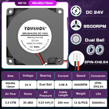 YOUNUON 40mm DC-ventilator 12V 24V 5V 40x40mm