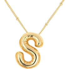 Gold Bubble Letter Necklace for Women – Initial Pendant
