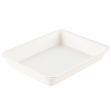 Plateau alimentaire blanc empilable à bords arrondis, facile à nettoyer, anti-éclaboussures, multifonctionnel, en plastique, pour servir des plats
