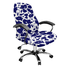 Bureaustoelhoes met koeienprint, spandex, afneembare, rekbare bureaustoelhoes uit één stuk, stofwerende hoes voor draaibare stoelen, maat L