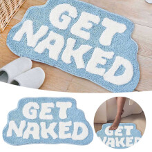 Alfombrilla de baño antideslizante con estampado de letras, lavable y absorbente.