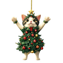 Décorations de Noël - Ornements suspendus en acrylique de 8 cm (3,15 pouces) avec de jolis animaux de compagnie, pour décorer le sapin de Noël et