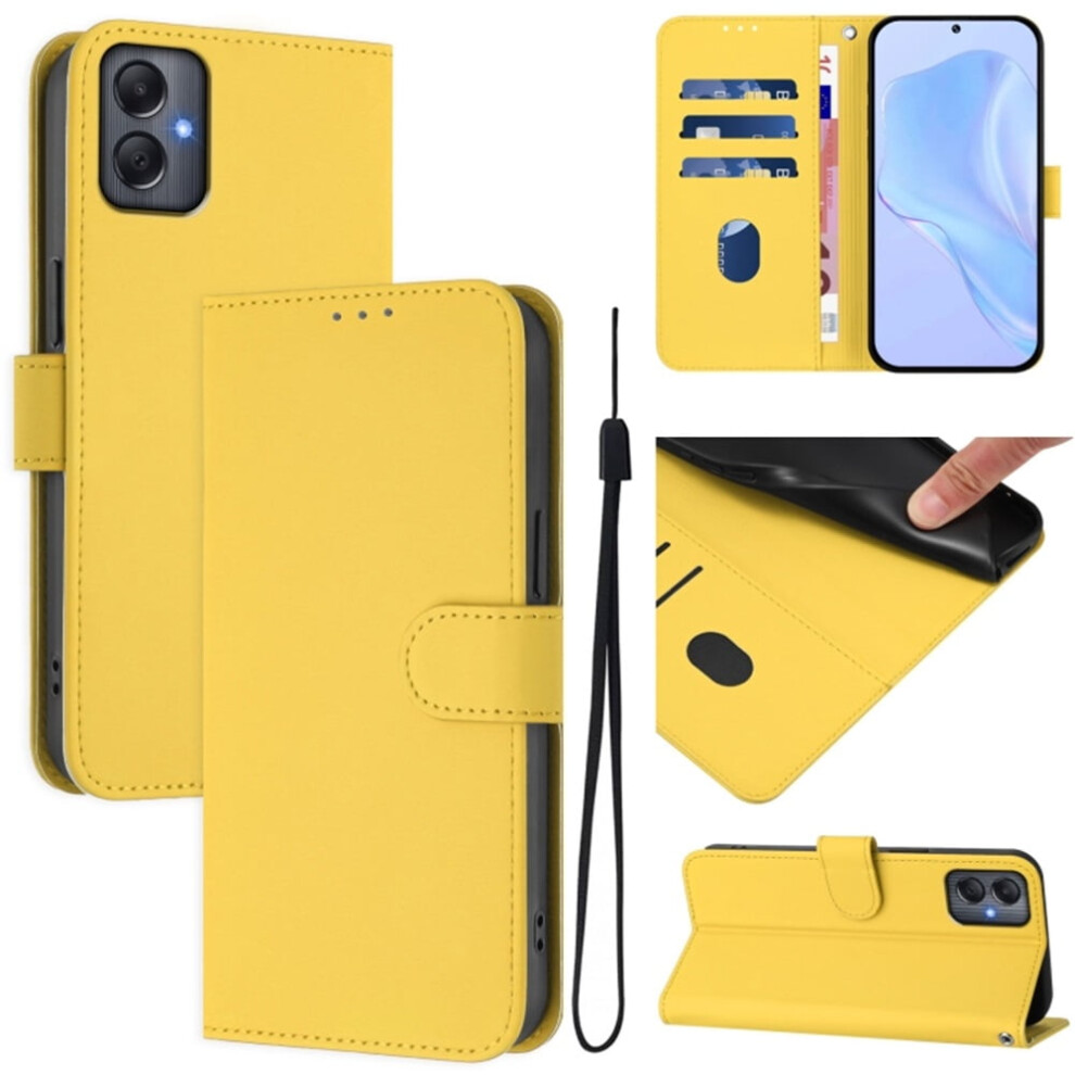 Wallet Case Compatible With Samsung Galaxy A05 4G Â Pu Leather Flip Folio With Magnetic Closure, 3 Card Slots & Wrist Strap, Yellow 9165521626212
