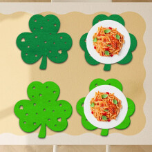 Set van 4 placemats met klavertjesmotief, klavervormige tafelmatjes voor St. Patrick's Day, perfect voor de feestelijke keukendecoratie.
