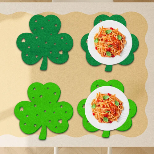 Ensemble de 4 sets de table trèfle, sets de table en forme de trèfle pour la Saint-Patrick, décoration de cuisine festive