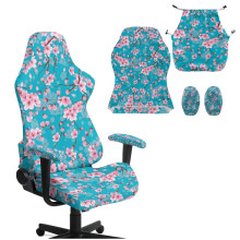 Stoelhoezen met kersenbloesemmotief voor gamingstoelen, antislip hoes voor computerstoelen met 2 armleuningen, wasbare draaibare stoelhoes voor