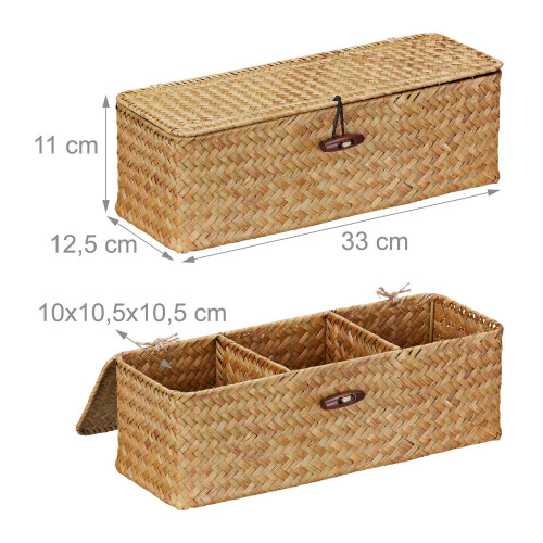 Seagrass Storage Box with Lid - Organize Toiletries 2