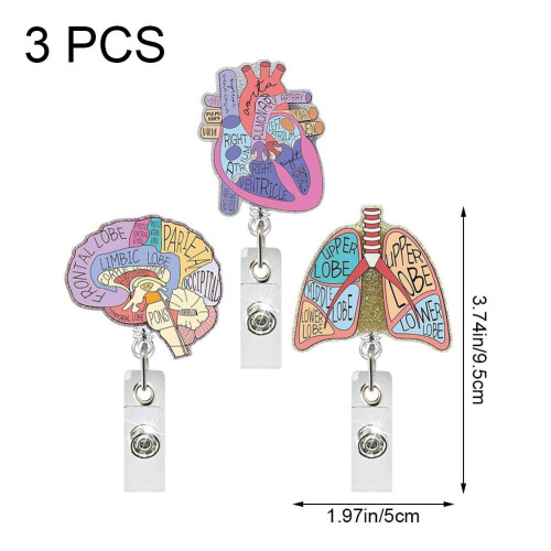 Nurse badge reels with anatomy patterns3pcs 2