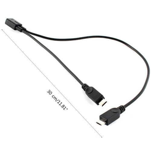 Cabo divisor flexível Micro USB fêmea para 2 Micro USB macho, com estabilidade de sinal e transmissão de 30 cm/12 polegadas de comprimento. 1