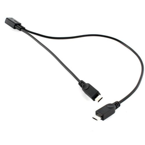 Cabo divisor flexível Micro USB fêmea para 2 Micro USB macho, com estabilidade de sinal e transmissão de 30 cm/12 polegadas de comprimento. 2