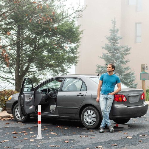 Foldebar parkeringsbarrierestolpe i stål, høj synlighed 1
