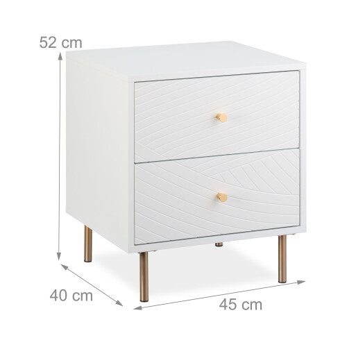 Bedside Cabinet with 2 Drawers, White 2