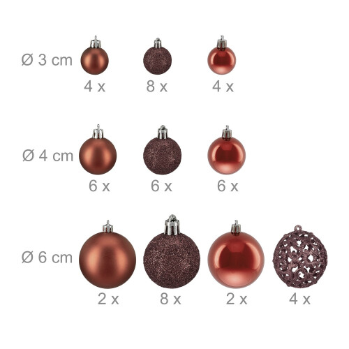 Julgransprydnader Set, 50 kulor, blandade ytbehandlingar 2
