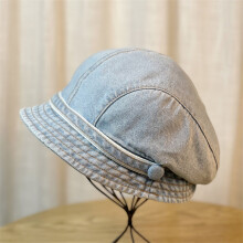 (Light Blue) Women Denim Beret Caps Foldable All Season Denim Fabrics Beret Hat for Shopping Camping Walking