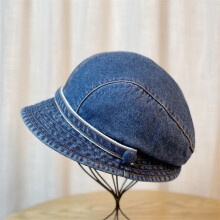 (Dark Blue) Women Denim Beret Caps Foldable All Season Denim Fabrics Beret Hat for Shopping Camping Walking