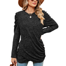 Women's Fall Sweater Soft And Breathable Lightweight Tunic Shirts V Neck Side Twist Knotted Design Premium Fabrics Versatile Style