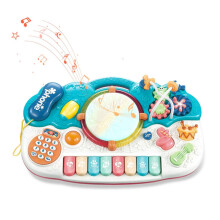 Pianoforte giocattolo musicale per bambini con tasti luminosi, strumento educativo multifunzionale con interazioni ludiche e gioco "Acchiappa la