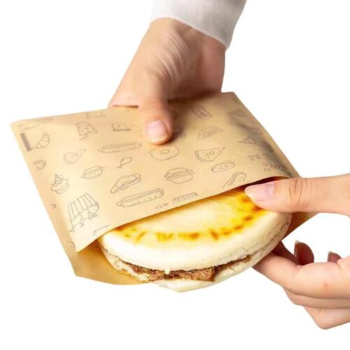 Χάρτινες σακούλες Kraft για σάντουιτς, ανθεκτικές στο λίπος, συσκευασία 100 τεμαχίων, 2