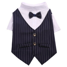 Stylish Dog Tuxedo Outfit Formal Costume With Bow Tie High Waist Design Easy Wear Snap Buttons Soft Fabric For Summer Events And Party Wear