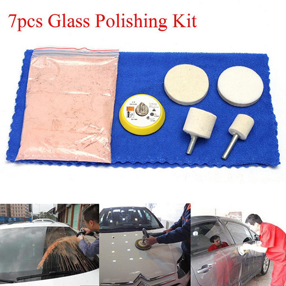Diy Glass Repair Kit With Felt Polishing Wheel, Cerium Oxide Powder For Windshield Restoration, Scratch Removal Tools For Windows And Mirrors 9557311478185