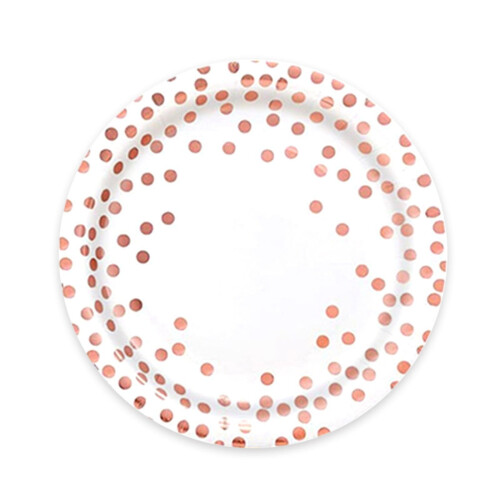 Hvite roségull prikkete engangsservietter (10 stk)